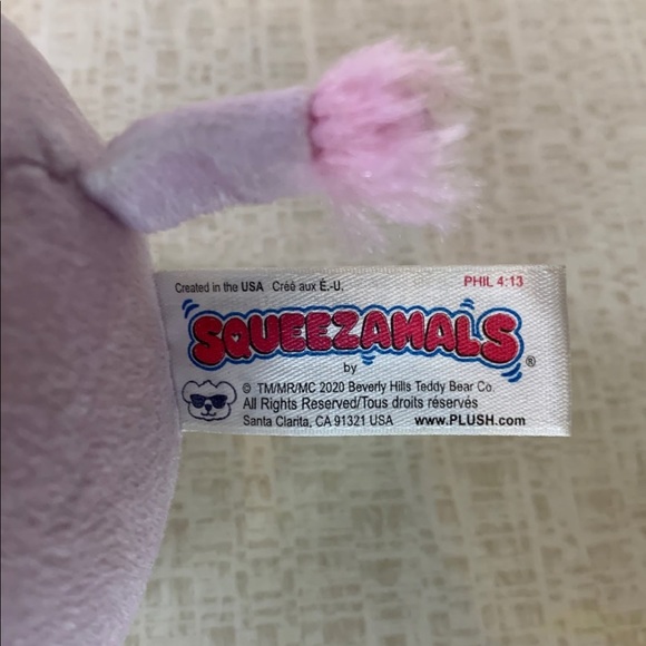 Squeezamals Pink Zebra Beverly Hills Teddy Bear Co. 2020 Plush - Picture 5 of 7